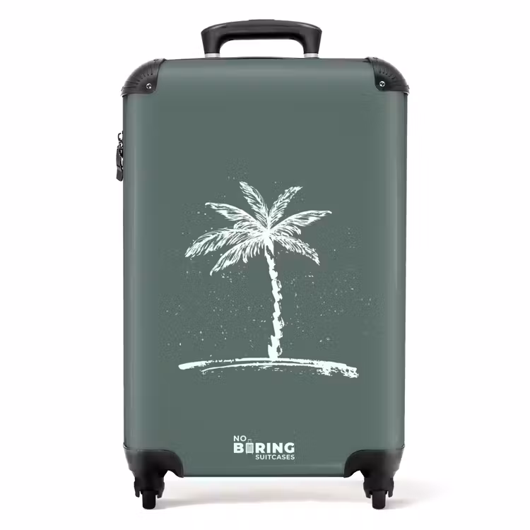 Koffer - Palmbomen - Palmboom op saliegroene achtergrond — 1
