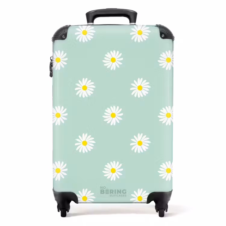 Koffer - Pastel - Margrieten op pastelgroene achtergrond — 1