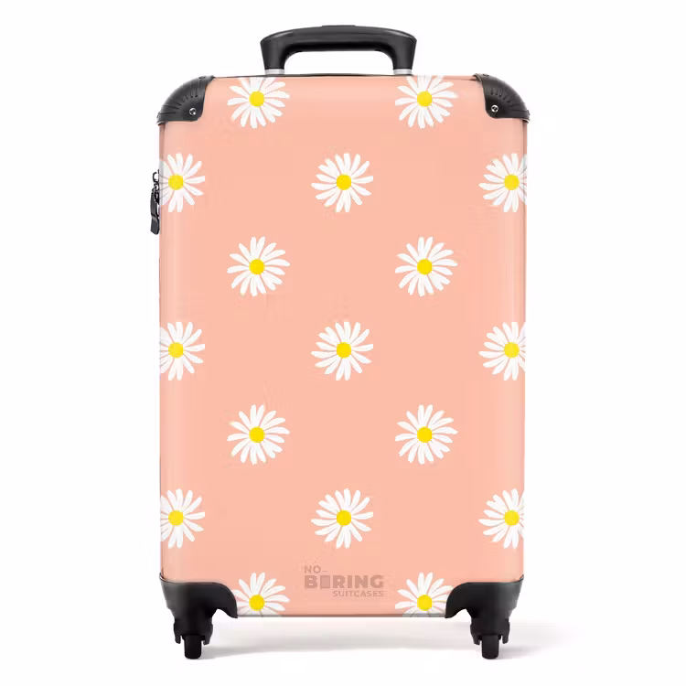 Koffer - Pastel - Margrieten op zalmroze achtergrond — 1