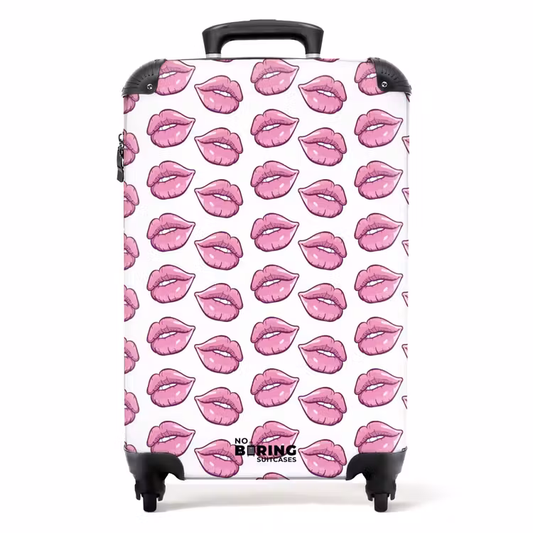Koffer - Patronen - Roze lippenpatroon op witte achtergrond — 1