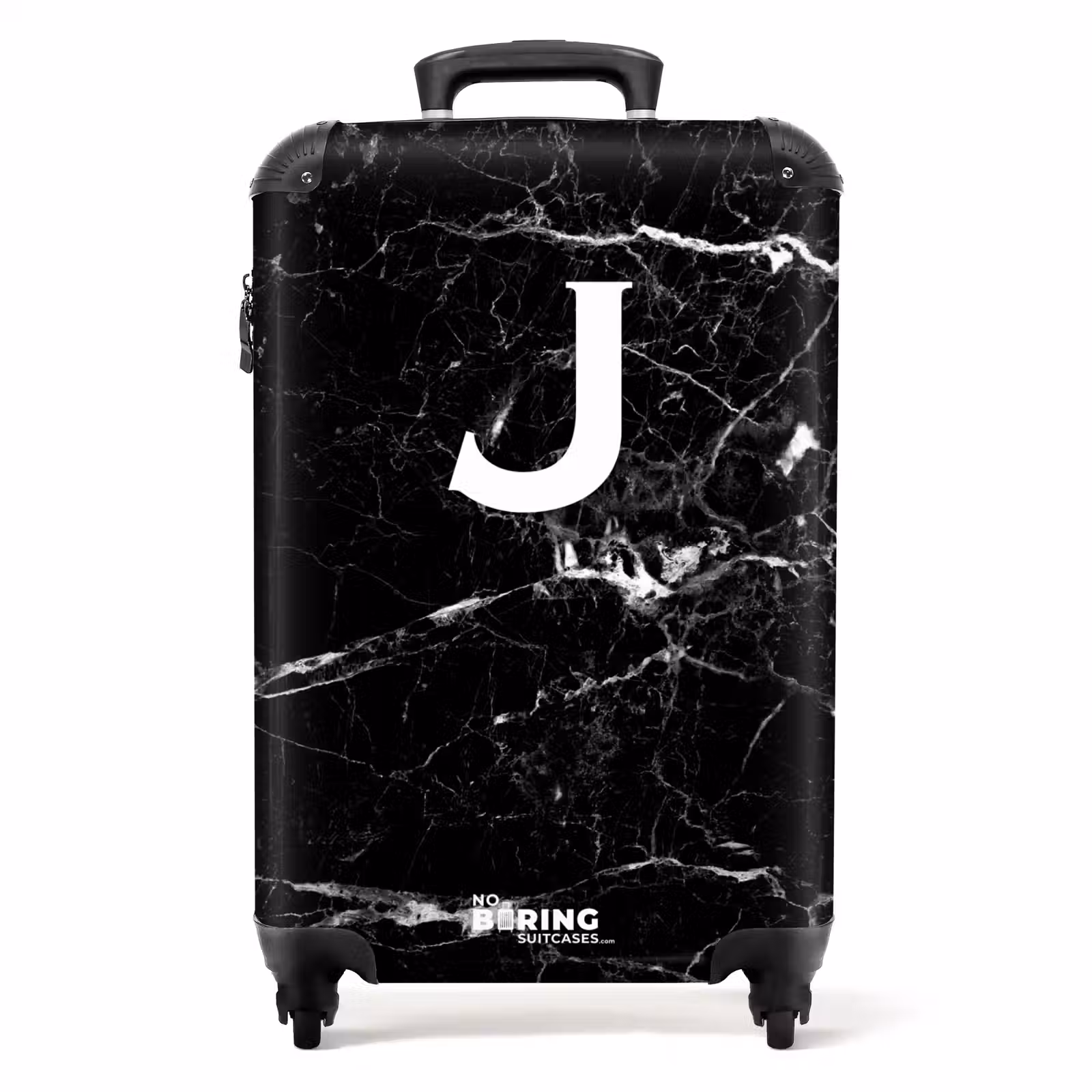 Koffer - Zwart - Marmer look - Letter J - Marmer — 1