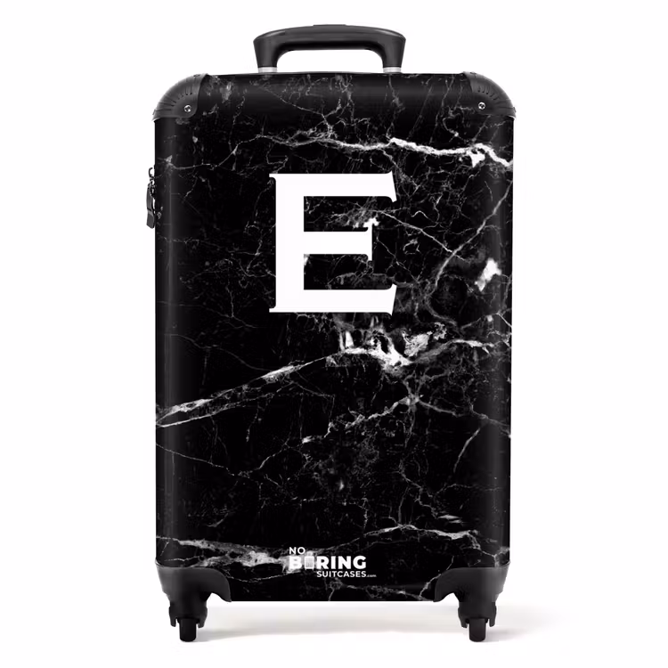 Koffer - Marmer look - Letter E - Zwart — 1