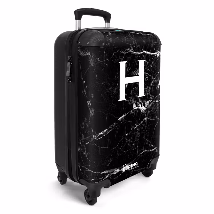 Koffer - Marmer look - Letter H - Zwart — 4