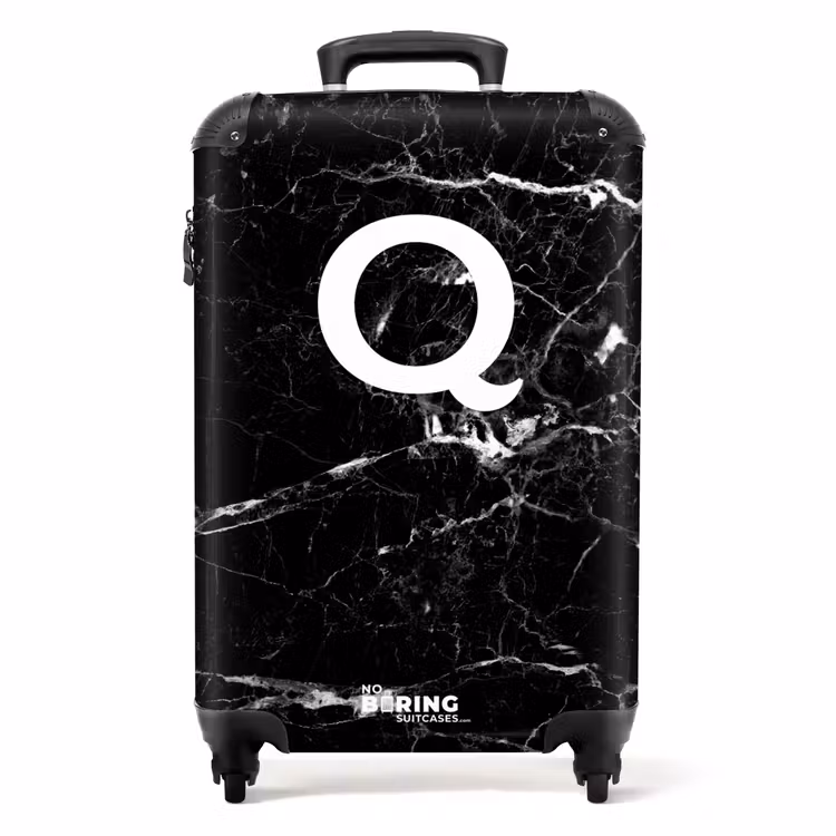 Koffer - Marmer print - Zwart - Letter Q — 1