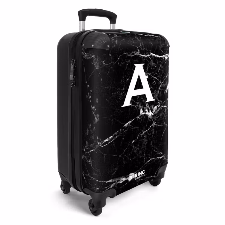 Koffer - Marmer - Zwart - Letter A - Marmerlook — 4