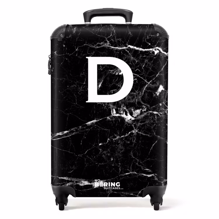 Koffer - Marmerlook - Zwart - Letter D - Marmer — 1