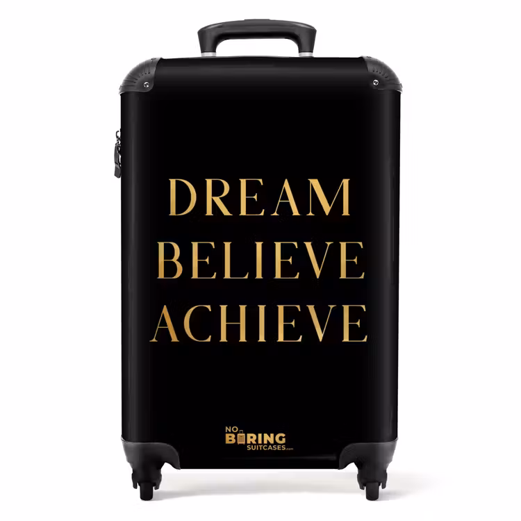 Koffer - Quotes - Dream believe achieve - Goud - Zwart - Luxe — 1