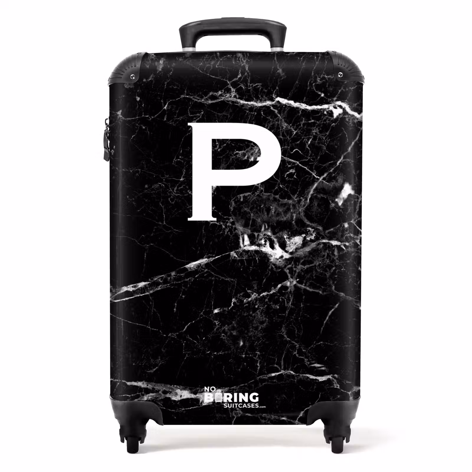 Koffer - Marmer print - Letter P - Zwart — 1