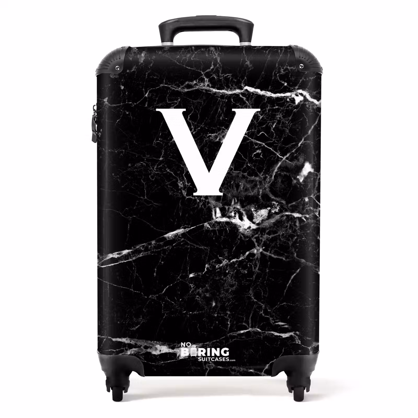 Koffer - Marmer print - Zwart - Letter V — 1