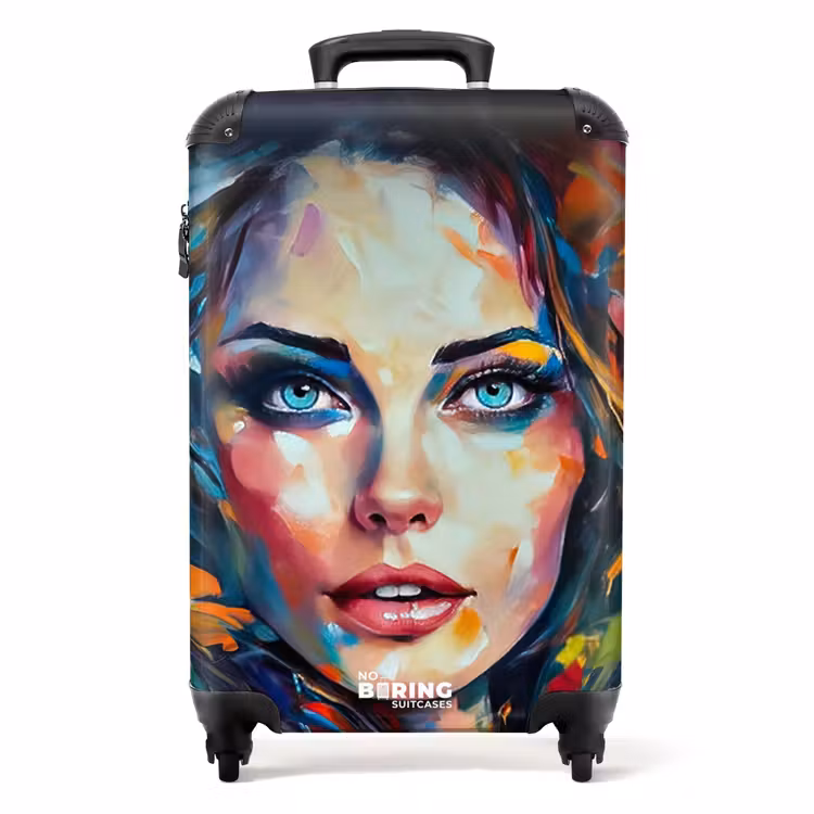 Koffer - Gezicht - Vrouw - Olieverf - Kleurrijk - Kunst — 1