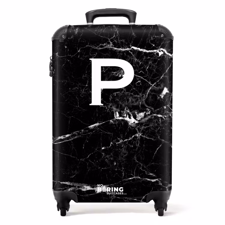 Koffer - Marmer print - Letter P - Zwart — 1