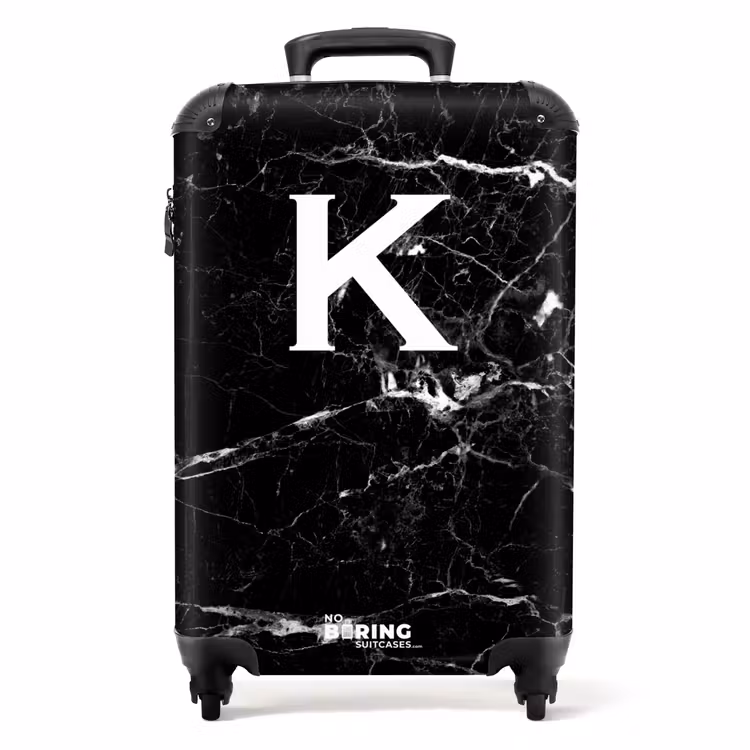 Koffer - Marmer print - Zwart - Letter K — 1