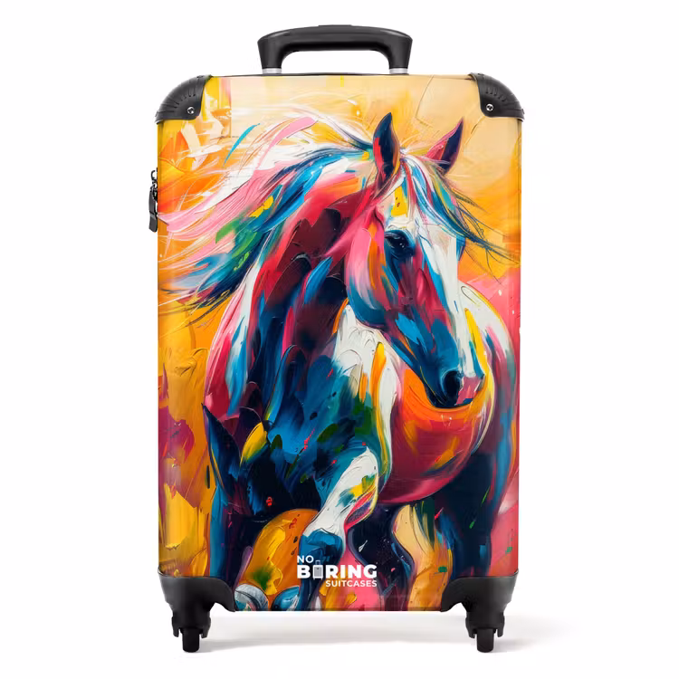 Koffer - Olieverf kunstwerk van een galopperend paard — 1