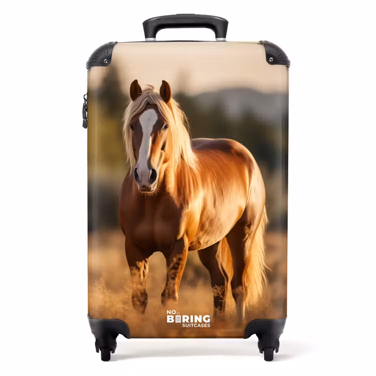 Koffer - Bruin paard in een weiland — 1