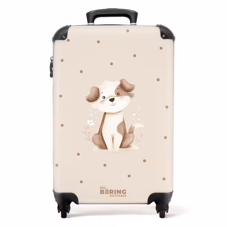 Koffer - Honden pup omringd door bruine stippen — 1