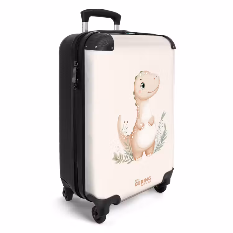 Koffer - Beige dinosaurus met groene blaadjes — 4