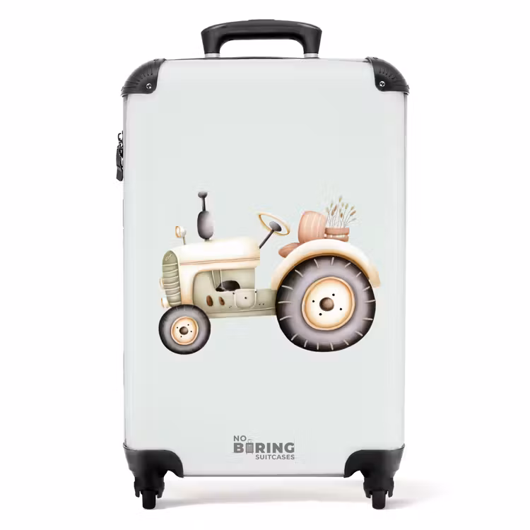 Koffer - Beige vintage tractor in pastel groene kleuren — 1