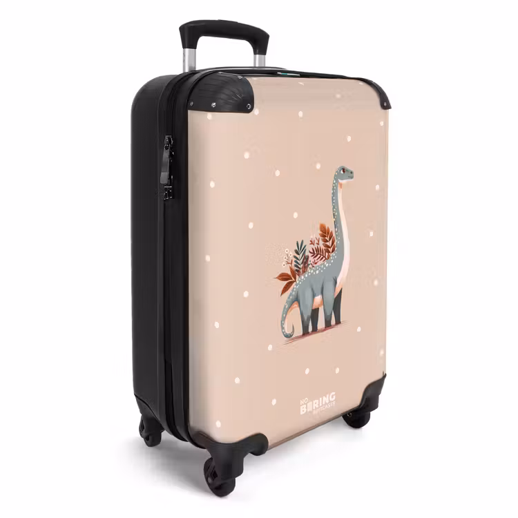 Koffer - Blauwe dinosaurus op een beige stippenachtergrond — 4