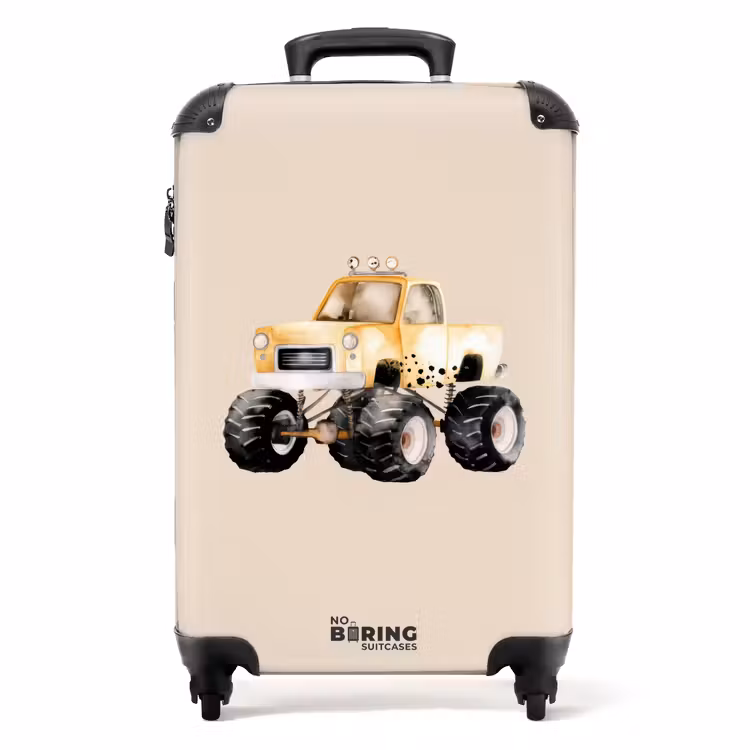 Koffer - Gele monstertruck op een beige achtergrond — 1