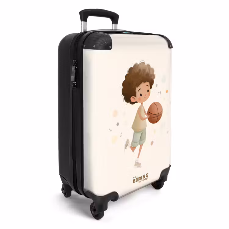 Koffer - Jongen met een basketbal in beige kleuren — 4
