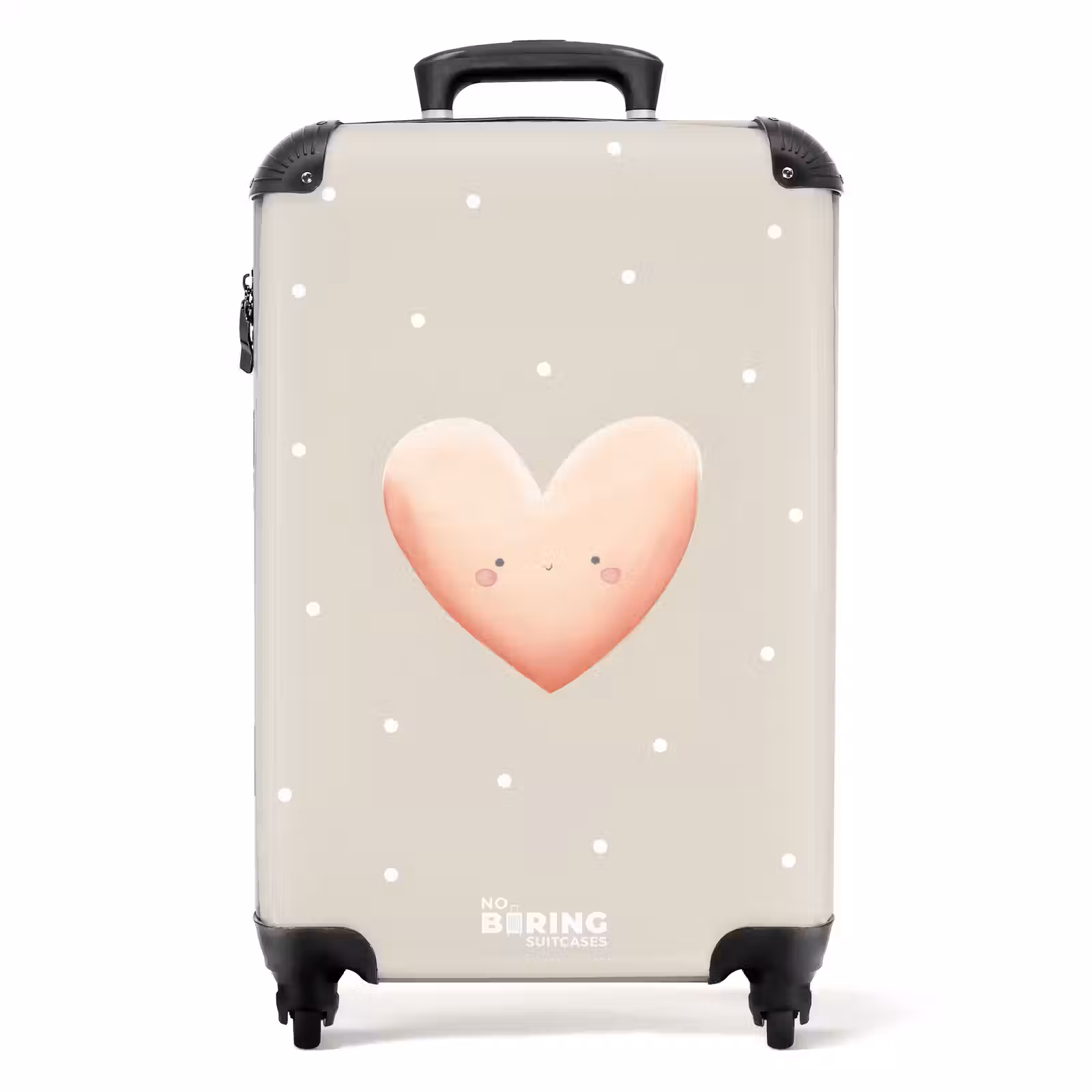 Koffer - Roze hart omringd door beige stippen — 1