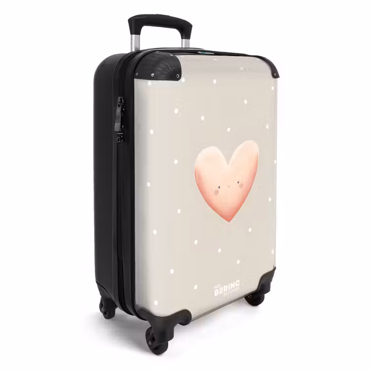 Koffer - Roze hart omringd door beige stippen — 4