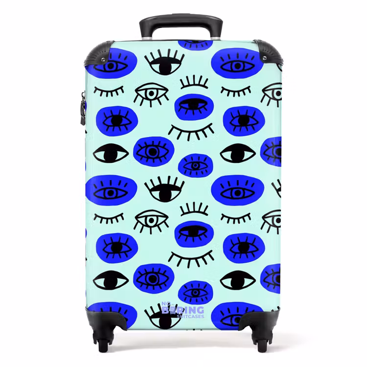 Koffer - Ogenpatroon in blauw en zwart — 1