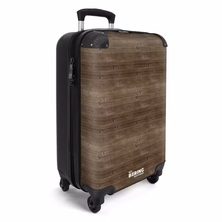 Koffer - Donkerbruin hout met horizontale nerven en knoesten — 4