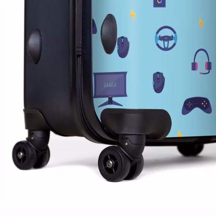 Koffer - Gamer patroon met spelaccessoires op blauw — 3