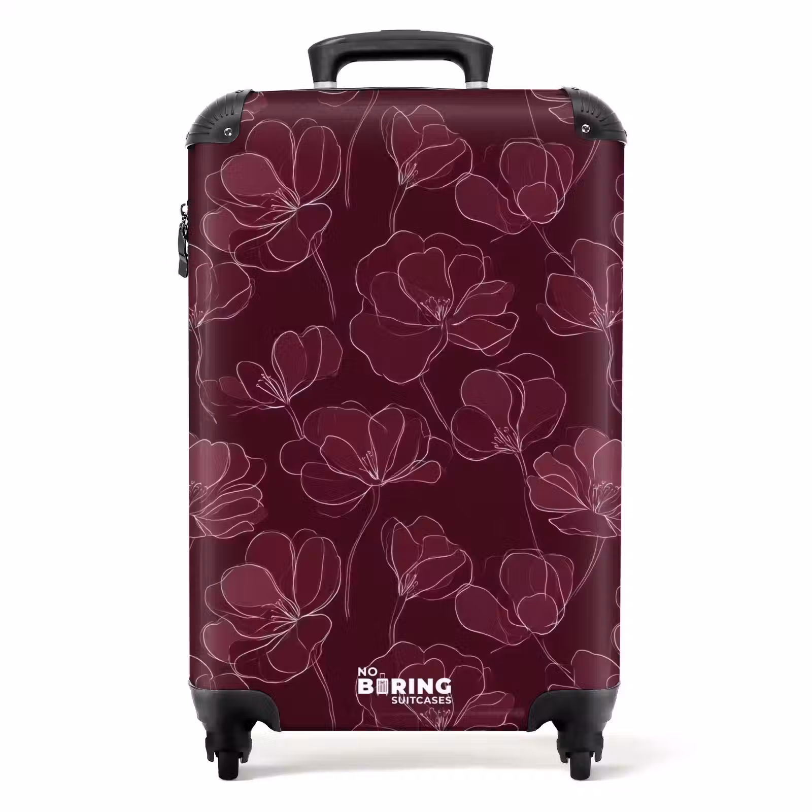 Koffer - Bloemen - Patroon - Bordeauxrood — 1