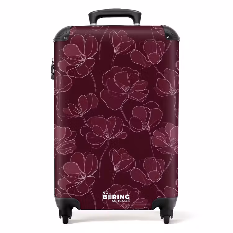 Koffer - Bloemen - Patroon - Bordeauxrood — 1