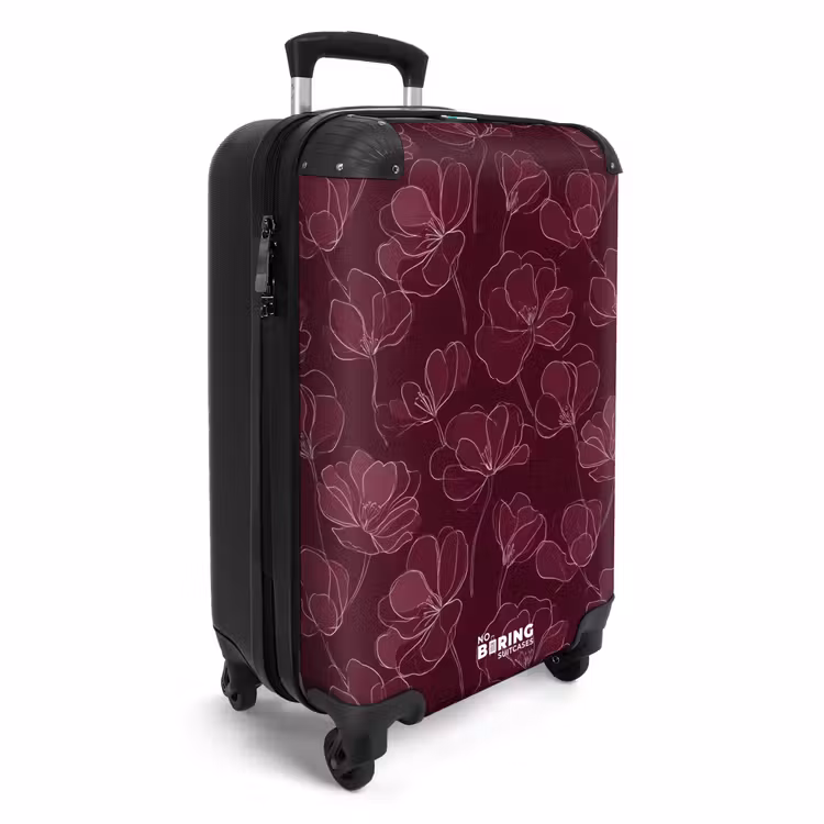 Koffer - Bloemen - Patroon - Bordeauxrood — 4