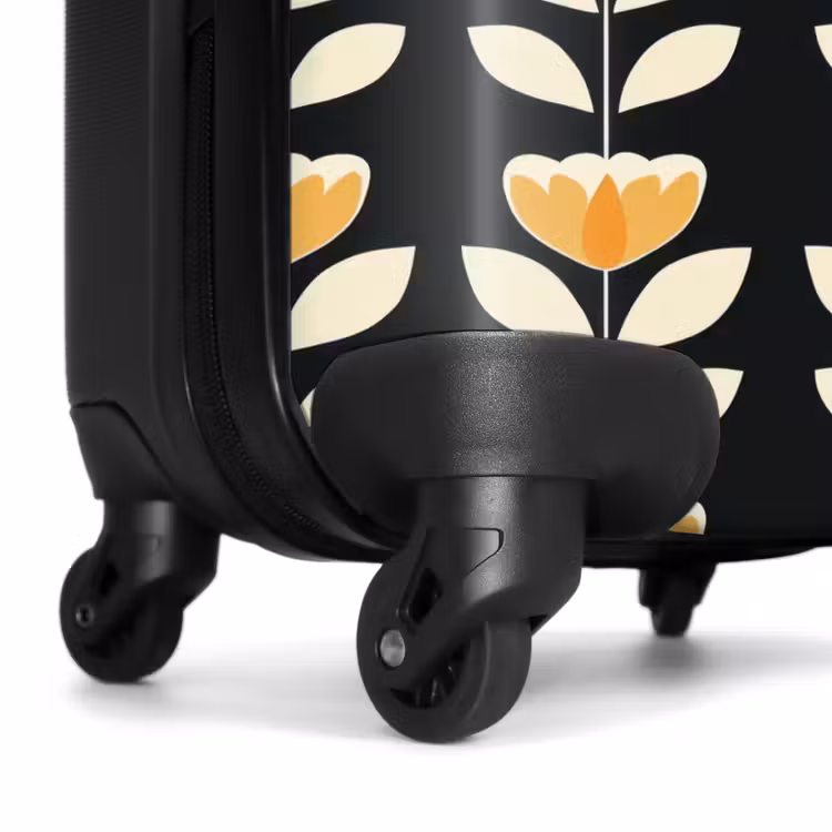 Koffer - Retro - Bloem - Zwart - Okergeel — 6