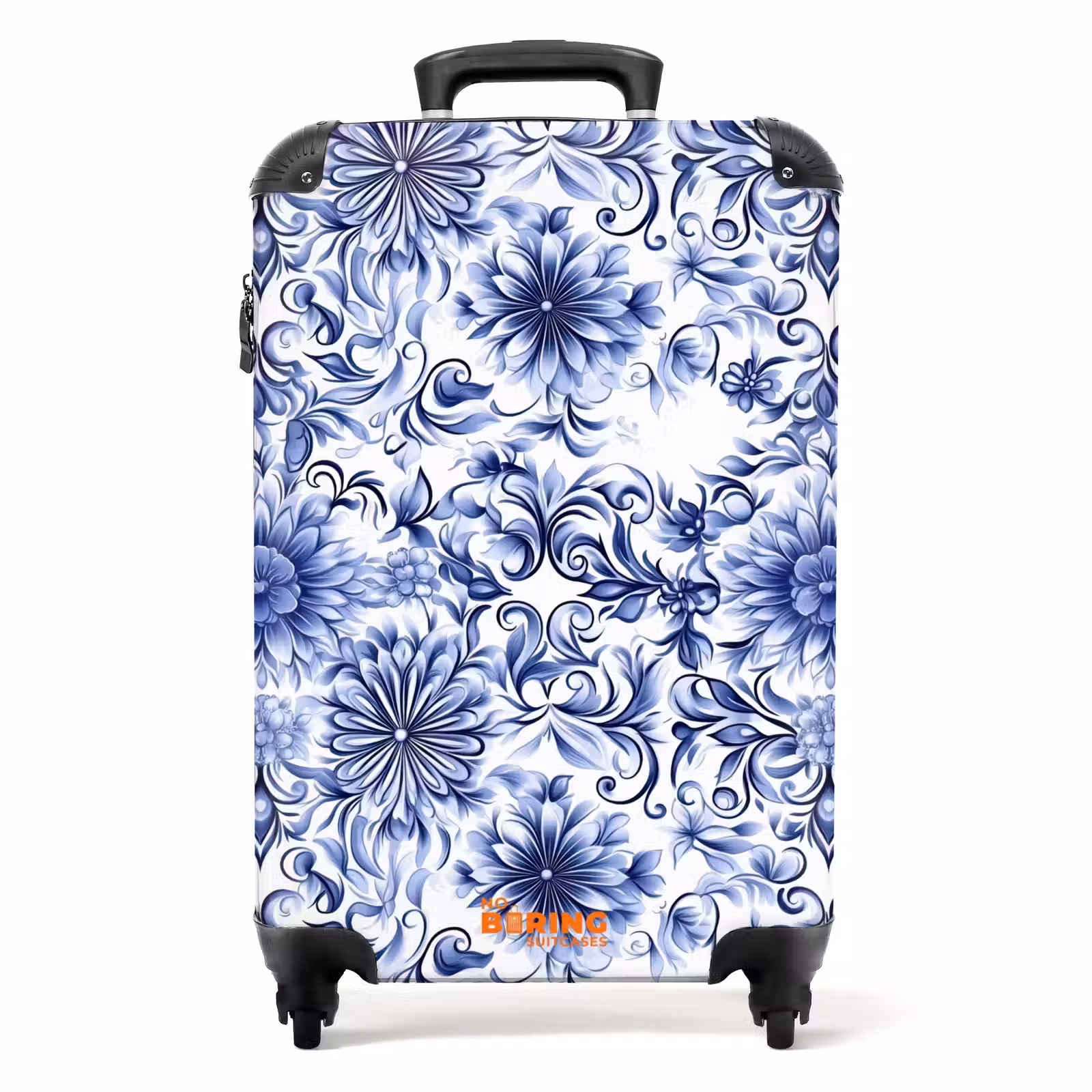 Koffer - Bloemen - Blauw - Patroon - Wit — 1