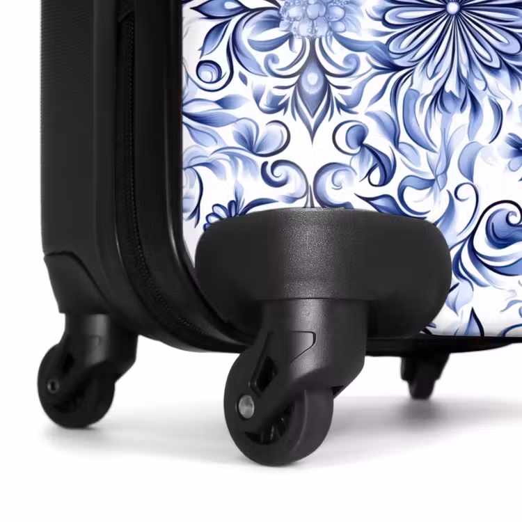 Koffer - Bloemen - Blauw - Patroon - Wit — 6
