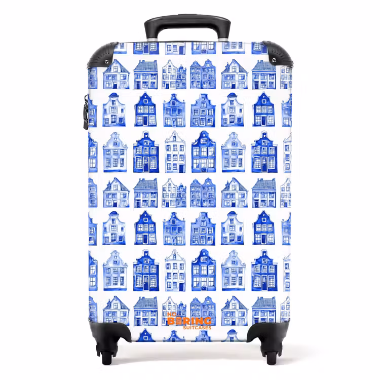 Koffer - Patroon - Huizen - Blauw — 1