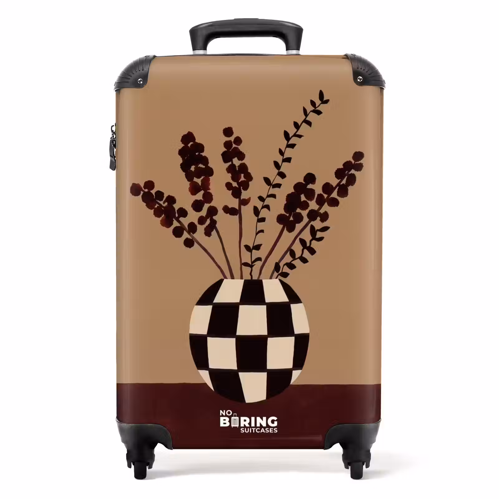 Koffer - Minimalistisch - Vaas - Bloemen - Bruin — 1