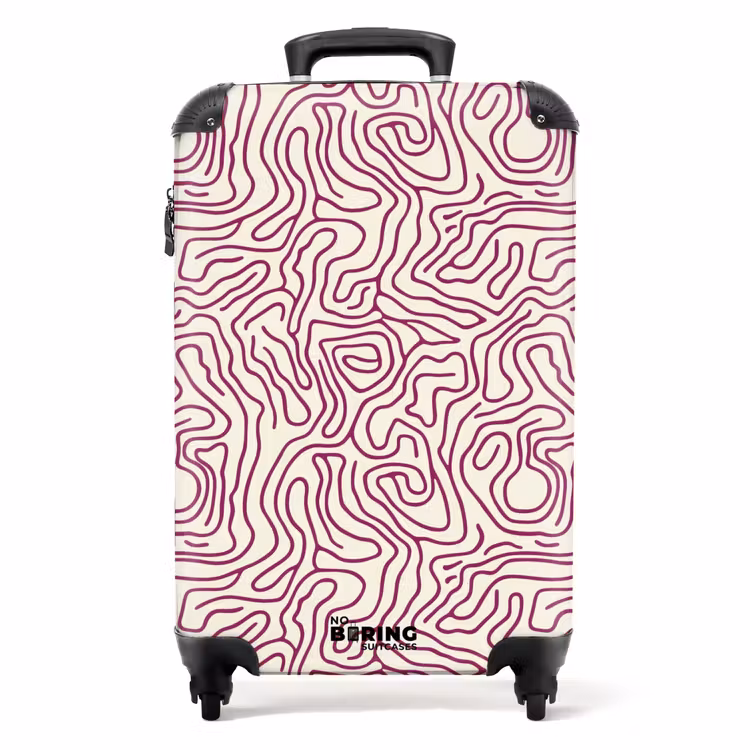 Koffer - Kronkelende lijn - Magenta - Crème — 1