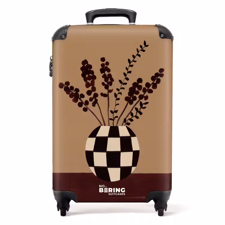 Koffer - Minimalistisch - Vaas - Bloemen - Bruin — 1