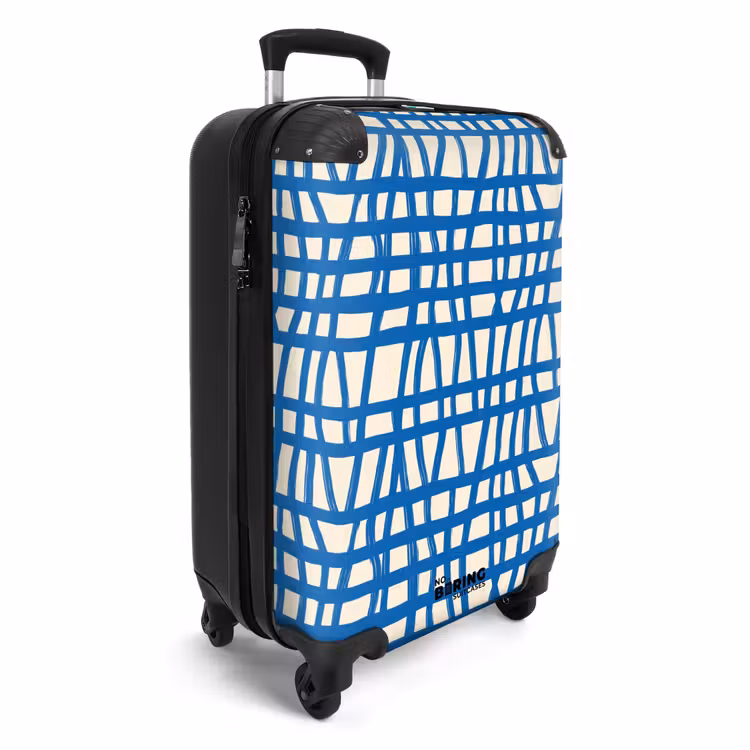 Koffer - Ruitpatroon - Blauw - Crème — 4