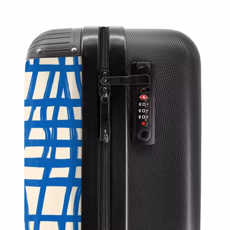 Koffer - Ruitpatroon - Blauw - Crème — 5