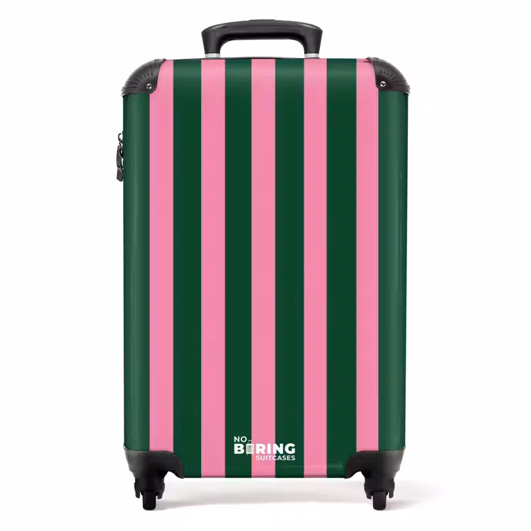 Koffer - Verticale strepen - Groen - Roze — 1