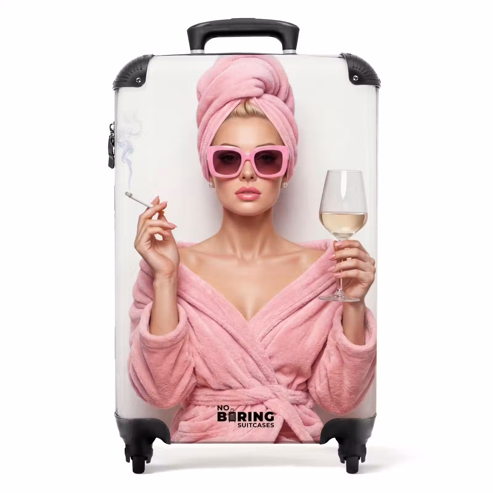 Koffer - Vrouw - Roze - Wijn - Zonnebril — 1