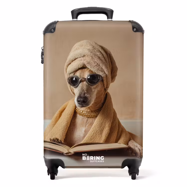 Koffer - Bad - Hond - Boek - Zonnebril — 1