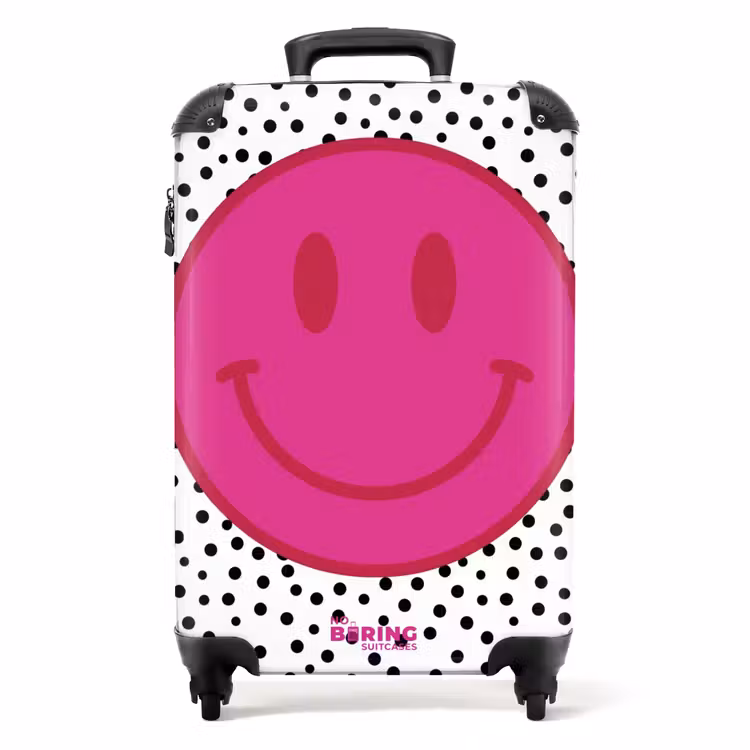Koffer - Smiley - Roze - Stippen — 1