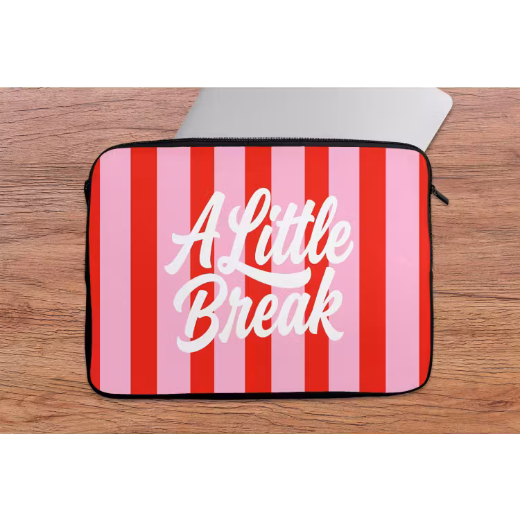 Laptophoes - A Little Break - Strepen - Rood - Roze — 2
