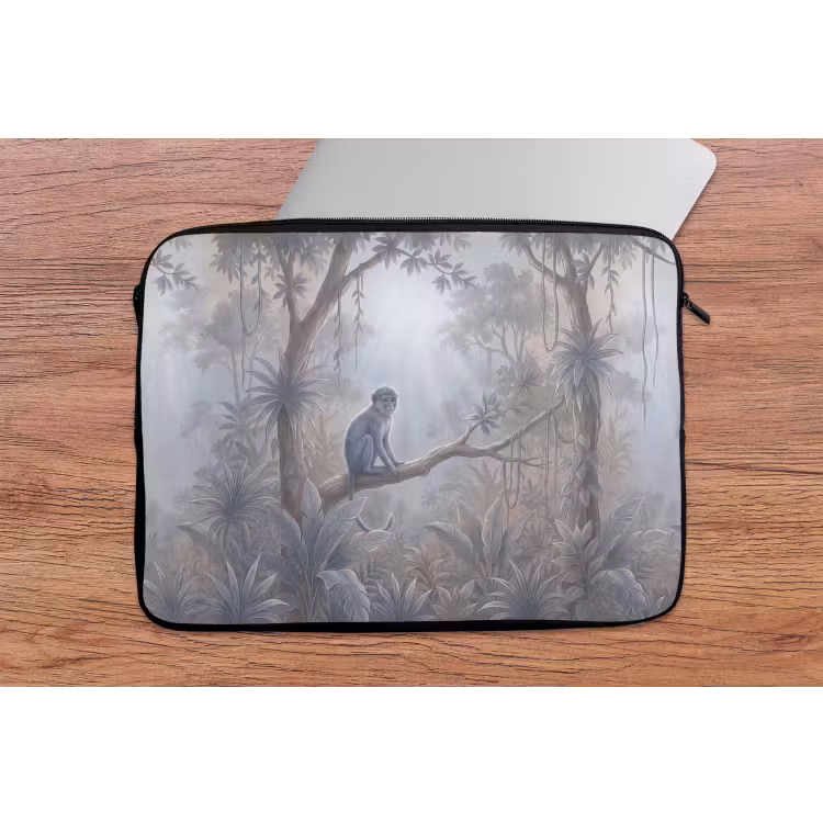 Laptophoes - Aap - Boom - Jungle - Natuur - Grijs — 2