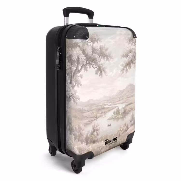 Koffer - Rivierlandschap - Bergen - Natuur - Vintage - Beige — 4