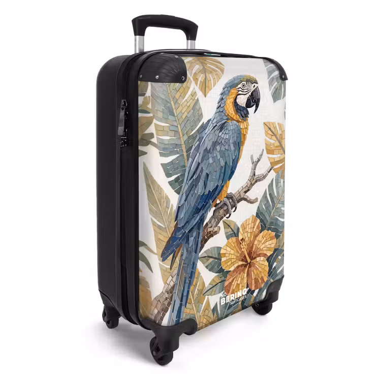 Koffer - Vogel - Tak - Natuur - Mozaïek - Blauw — 4