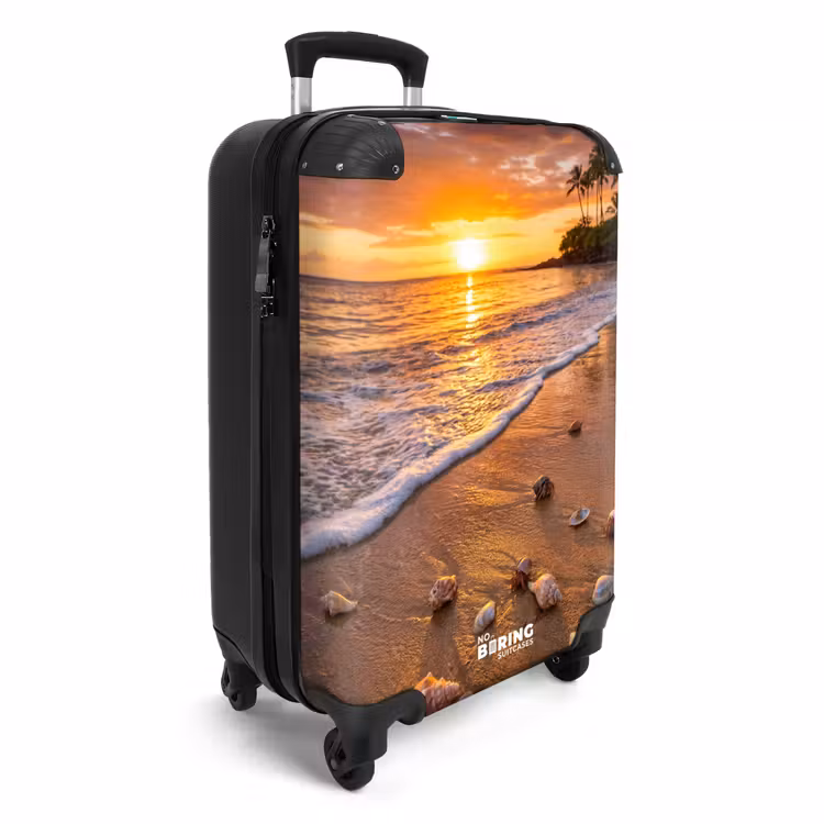 Koffer - Strand - Zonsondergang - Palmbomen - Natuur - Oranje — 4